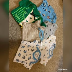 6 Newborn Baby Boy Onsie Lot